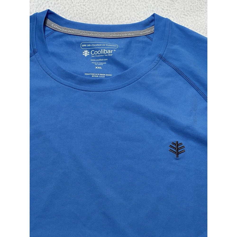 Coolibar Men's Suze XXL 2XL Hightide Short Sleeve Swim Shirt UPF 50+ Blue - Picture 2 of 8